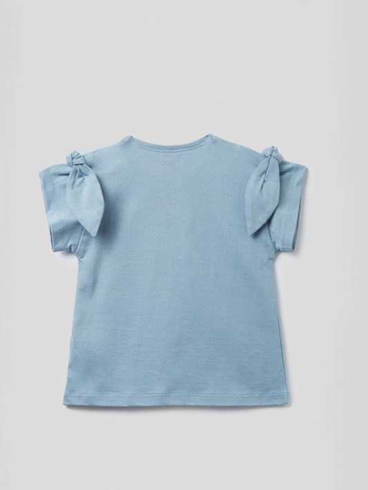 Camiseta niña lazo azul